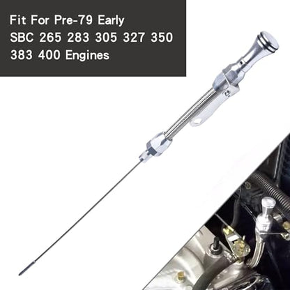 Stainless Steel Flexible Engine Oil Dipstick Compatible with Pre-79 Early (1955-1979) SBC Chevy 265 283 327 350