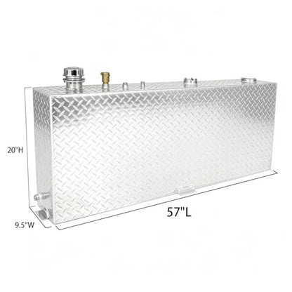 Aluminum Rectangular Liquid Tank, 45 Gallon Capacity, 57 × 9.5 × 20 inches
