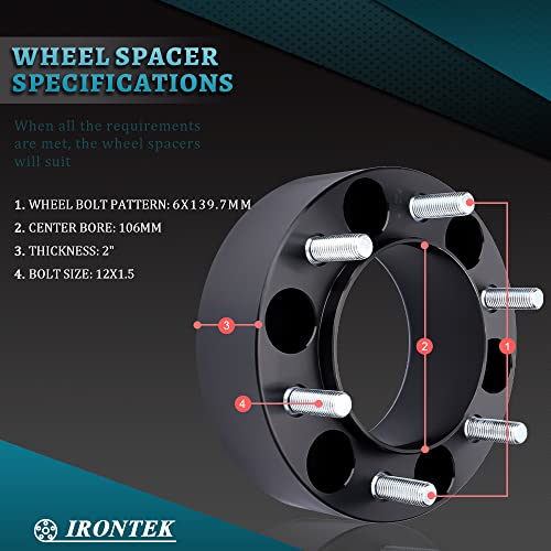 IRONTEK 6x5.5 Wheel Spacers 2inch, M12x1.5 Fit for Toyota,for Lexus, 106mm - color: 6x139.7mm-4PCS