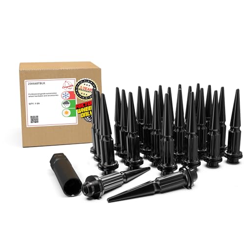 Wheel Accessories Parts 24 Pcs M14x1.5 14x1.5 Thread ET Spline Spike 4.75" Long Black Truck Spline Hex Fits Toyota Tacoma Tundra 4Runner - color: Black, size: 24 Pack Spike, style: Toyota 22+ Tundra 24+ Tacoma