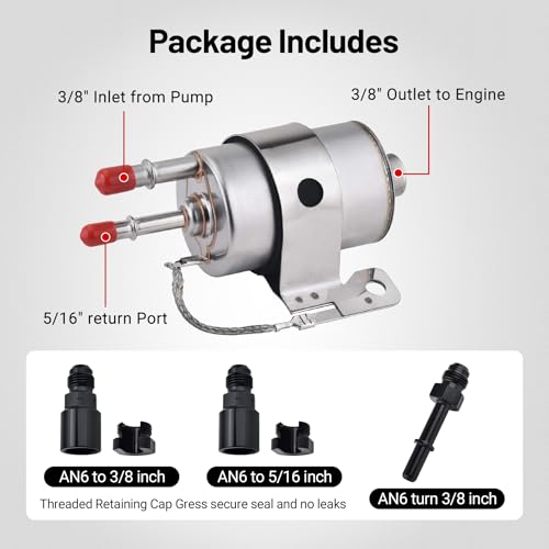 EVIL ENERGY LS Swap 58PSI Fuel Filter Regulator with 6AN 25FT PTFE EFI Fuel Hose Line Kit Black