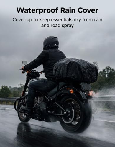 KEMIMOTO Motorcycle Travel Luggage Bags, Expandable Large Capacity Motorcycle Tail Bag, Waterproof Rear Rack Trunk, Motor Pannier Bag with Rain Cover and Straps 50L - size: 50L