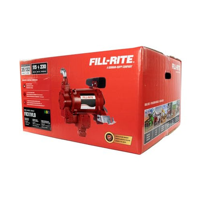 Fill-Rite FR311VLB 115V/230V 35 GPM Fuel Transfer Pump with Discharge Hose, Automatic Nozzle & Mechanical Liter Meter - Diesel, Kerosene, Ethanol & Methanol Blends & Biodiesel up to B20 - style: Mechanical Meter (Liters)