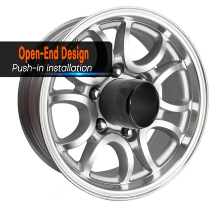 4Pcs 4.25inch Wheel Center Caps Fit 4.25" Center Bore Truck Trailer RV SUV Wheels Rims, Carbon Steel Matt Black Open-end Push Through Hub Covers - color: Matt Black, size: 4.25in