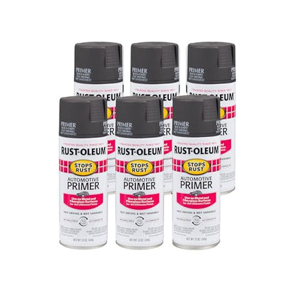 Rust-Oleum Stops Rust Automotive Primer Spray, Flat Dark Gray - color: Flat Dark Gray, size: 12 Ounce (Pack of 6)