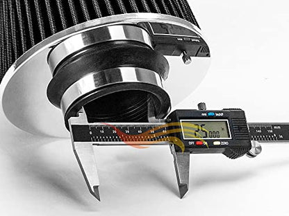 Rtunes Racing 2.5-Inch 63.5mm Washable Dry Clamp-On Cone Air Filter, Black - size: Universal 2.5"