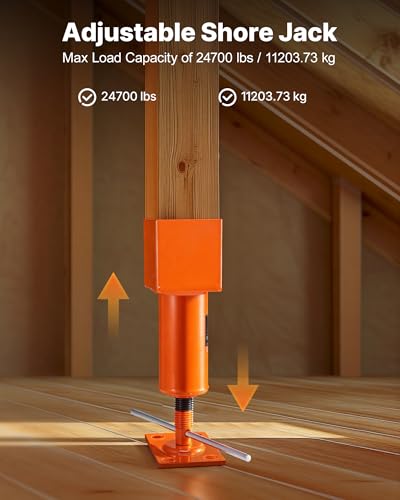 VEVOR Screw Jack Post, 13.2"-18.7" Height Range, 4" x 4" Adjustable Shore Jack, 24700 lbs Max Load Capacity, Temporary House Jack Pole for Leveling, Lifting Floor Crawlspace Basement Shore Beam - size: Screw Jack Post