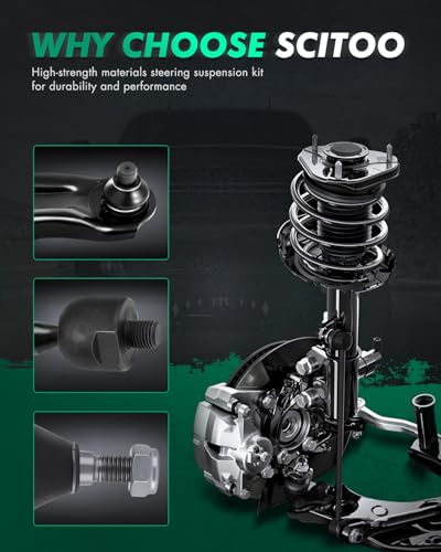 SCITOO 8pcs Front Inner Outer Tie Rod End Sway Bar Link Suspension Kit fit 2006-2011 for Honda Civic