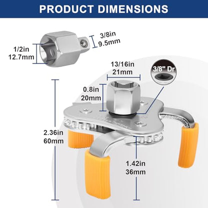 Spurtar 3-Jaw Oil Filter Wrench Adjustable 2-11/16" to 4-1/16" 68mm-104mm