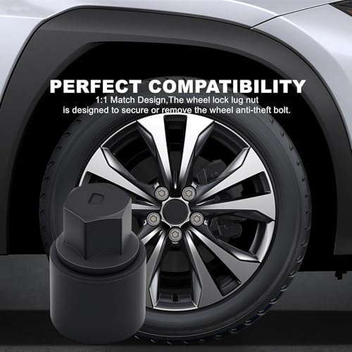 D Wheel Lock Key,Locking Lug Nut Removal Tool Compatible with Toyota,Professional Locking Lug Nut Key,Socket Remover Hand Repair Tool,Black.