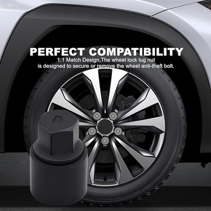 D Wheel Lock Key,Locking Lug Nut Removal Tool Compatible with Toyota,Professional Locking Lug Nut Key,Socket Remover Hand Repair Tool,Black.