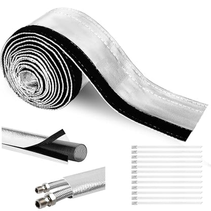 Wire Heat Shield Wrap for Car Hose Lines, 1-1/4" I.D.x 10FT, Silver - color: Silver, size: 1-1/4" I.D. x 10FT