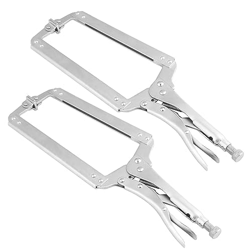 4 Pack 18 Inch C Clamp Locking Pliers,Locking C Clamp, Adjustable Nickel Plated C Pliers For Wood Working, Welding, Electrician Maintenance and more, by GENHAKON - size: 4 Pack 18 Inch