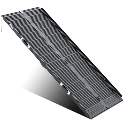 WHALEMOTOR Black Portable Wheelchair Ramp, 7FT No-sew Non-Slip Aluminum Wheelchair Ramp, Folding Portable Wheelchair Ramps for Home, Weight Capacity Up to 800 LBS, Loading Dock Plates - size: 7FT Using height 7-21"