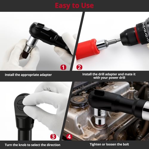 XUNTOP 1/2"Offset Extension Wrench,Impact Ratchet Extender for Tight Spaces - color: Red and Black