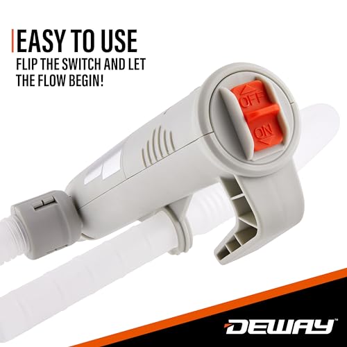 DEWAY Fuel Transfer Pump, Gas Can Pump, 51" Hose, Basic, 4 AA - style: Basic - No Auto-Stop