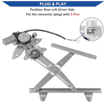 Obaee Window Regulator with Motor Rear Left Driver Side, Replace 741-829