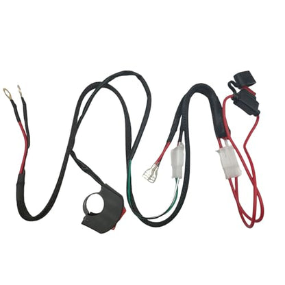 Motorcycle 1 Lead LED Lights Wiring Harness with Handlebar Switch 10A Fuse Kit Compatible with ATV Dirt Bike Ebike Scooters Auxiliary Driving Fog Lights