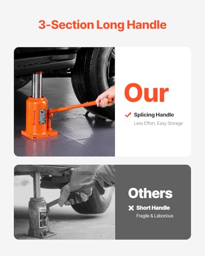 VEVOR Hydraulic Bottle Jack, 50 Ton/110231 lbs Welded Bottle Jack with 11''-17.32'' Lifting Range & 3-Section Long Handle, for Car, Pickup, Truck, RV, Auto Repair, Industrial Engineering