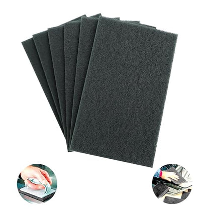 SooGree Carbon Black Scuff Pads - 6Pcs Scouring Pad 7447 - Very Fine Grade Hand Pads General Purpose Sanding Hand Pads 200 x 125mm/8" x 5" - color: 6 Carbon black