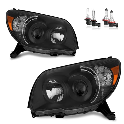 Headlights Assembly for 2006-2009 4Runner Projector Limited - color: Black | With High & Low Beam Bulbs