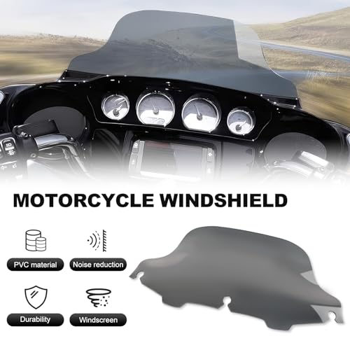 Rich Choices 8" Smoke Motorcycle Black Wave Windshield Windscreen Compatible with 1996-2013 Harley Davidson Street Glide Electra Glide Ultra Classic Touring FLHT FLHTC FLHX Tri Glide - color: Smoke, size: 8inch