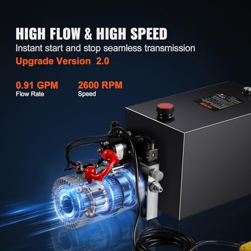 Vevor 12V/DC Hydraulic Pump 15 Quart/ 3.9 Gallon Double Acting Metal Reservoir Hydraulic Pump Unit Remotely Controlled for Dump Trailer: Industrial & Scientific - size: 15 Quart, style: Double Acting