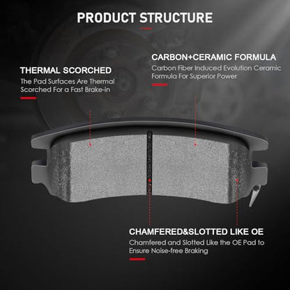 cciyu D698 Rear Ceramic Brake Pads Kits 4pcs - size: Rear[D698]