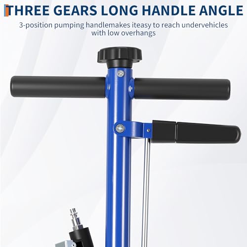 35 Ton Air Hydraulic Floor Jack for Heavy Duty Trucks & Tractors – Low Profile (10"-21.19"), 4 Adapters, 46" Adjustable Handle – 77,000 lbs Capacity - color: 35 Ton Blue