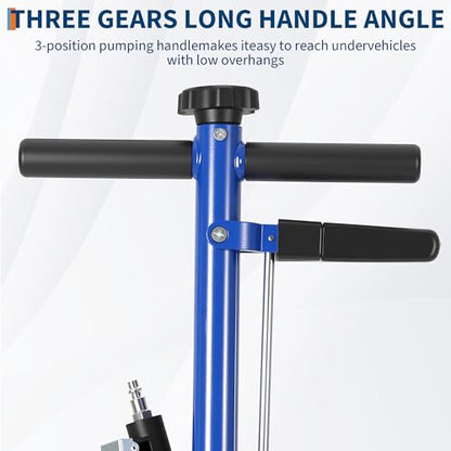 35 Ton Air Hydraulic Floor Jack for Heavy Duty Trucks & Tractors – Low Profile (10"-21.19"), 4 Adapters, 46" Adjustable Handle – 77,000 lbs Capacity - color: 35 Ton Blue