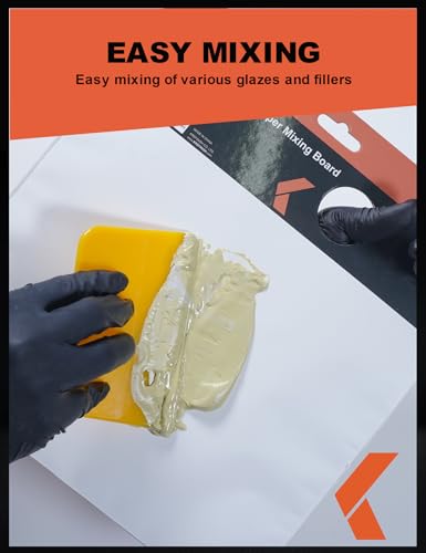 KREFINISH Body Filler Spreaders (Pack of 100) - 4" Yellow Reusable Plastic Spreader for Automotive Fillers, Putties, Glazes, Caulks and Paint - size: 4inch