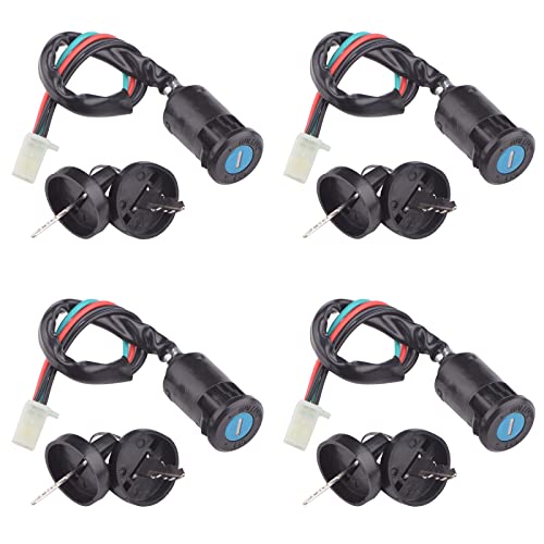 4 Pack Ignition Key Switch with Cap for 50cc 70cc 90cc 110cc 125cc 150cc 200cc 250cc TaoTao SUNL ATV Dirt Bike Electric Scooter 4 Wheeler Chinese Quad