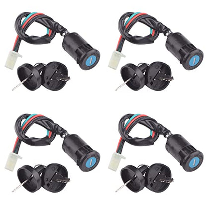 4 Pack Ignition Key Switch with Cap for 50cc 70cc 90cc 110cc 125cc 150cc 200cc 250cc TaoTao SUNL ATV Dirt Bike Electric Scooter 4 Wheeler Chinese Quad