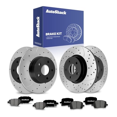 AutoShack Front & Rear E-Coated Rotors & Ceramic Pads for Chevy Malibu 2012 - style: ShadowGuard & Pad