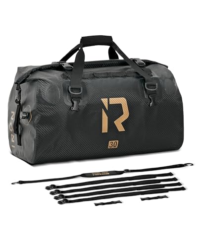 IRON JIA'S Motorcycle Dry Bag, Waterproof Duffel Bag with Roll-Top Closure - color: Carbon Fiber, size: 30L