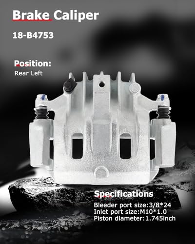 cciyu Rear Left Disc Brake Caliper Assembly 18-B4753 With Bracket - size: Rear Left[18-B4753]