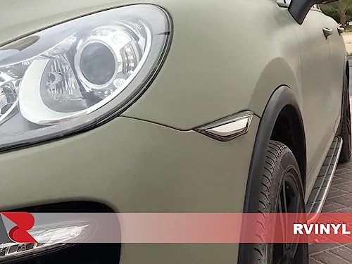 RVINYL Avery Dennison SW900 712-O Supreme Vinyl Vehicle Wrapping Film, Car Wrap Sheet Roll in Satin Khaki Green, 12in x 60in with Application Card - color: Satin Khaki Green, size: 1ft x 5ft