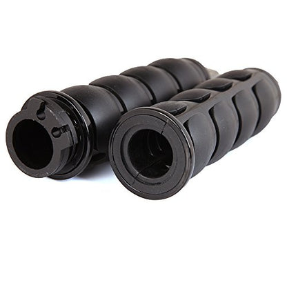 Pair of 1" Dual Black Motorcycle Bar End Hand Grips Handlebar for Cruisers Harley Yamaha Suzuki - color: Black