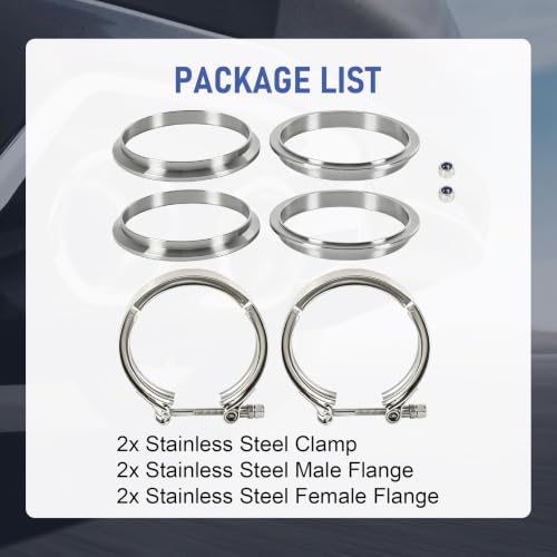 4" V-Band Flange Clamp Kit W/Ridge 2PC Stainless Steel For Exhaust Downpipe - size: 4.0"