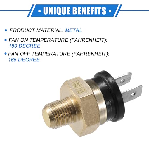 Coolant Hose Thermostat Switch Kit, 4AN 180'F on - 165'F Off Transmission Cooler Sensor Fan Oil Cooler Radiator Electric Switch Fitting Universal for Car Truck Metal Black - size: 180'F on - 165'F