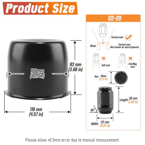 2 Pack 4.25" Push Through Trailer Wheel Center Caps & Lug Nuts - color: Matte Black