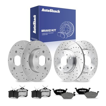 AutoShack Front & Rear Coated Rotors & Ceramic Pads for VW Jetta 2006 - style: TurborGuard & Pad