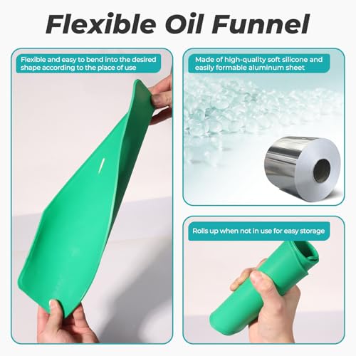 Strong Magnetic Oil Drain Plug Remover Tool & Flexible Oil Funnel Reusable