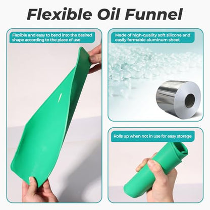 Strong Magnetic Oil Drain Plug Remover Tool & Flexible Oil Funnel Reusable