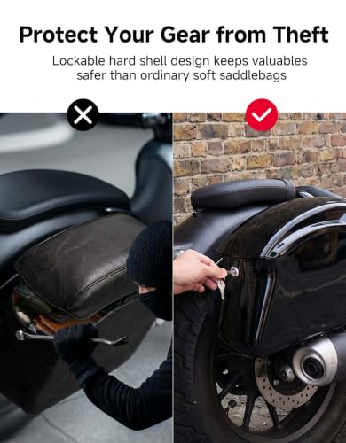 KEMIMOTO Upgraded Impact-resistant Motorcycle Hard Saddlebags 22L (11Lx2)