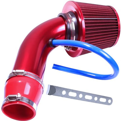 3 Inch Universal Cold Intake Pipe Induction High Flow Pipe Kit (Red) - color: Red Intake