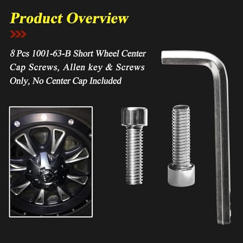 1001-63-B Center Cap Screws, Fits Fuel Offroad Wheel Black Center Caps - style: 8 Pcs 1001-63-B