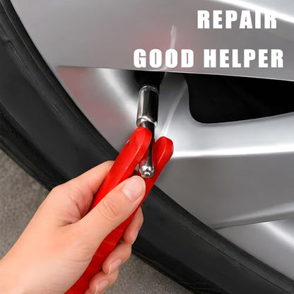 Car Tire Valve Stem Puller, No Scratch Valve Stem Remover Extender with T Handle, High Tensile Plastic Tire Valves Core Removal & Installation Tool for Most Vehicles