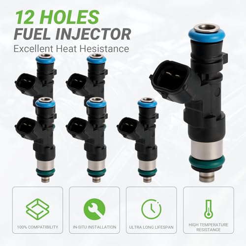 Fuel Injectors Set of 6 Compatible with Nissan Armada Frontier NV1500 Pathfinder Titan Xterra Suzuki Equator 4.0L 5.6L V6 V8# 0280158007 FJ750 166007S000 842-12298 166007S00A 1571082Z00 16600-7S000 - size: 750