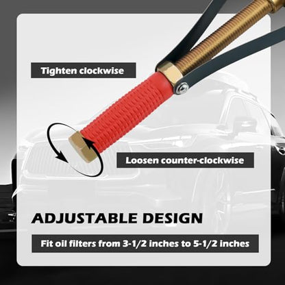 Adjustable Oil Filter Wrench with Strap,Heavy Duty Oil Filter Removal Tool with Non-slip Serration & Adjusting Nut Compatible with Acura,2 in 1 90-150mm Oils Filters Strap Wrench